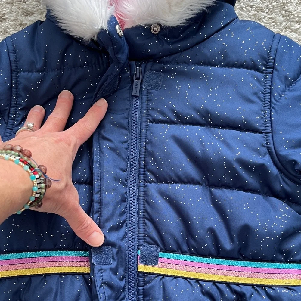 Carter's Girls Blue Jacket with Pink Lining - Picture 5 of 5